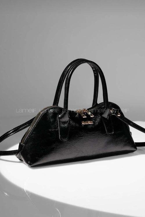 Lamelif Gold Detaylı Kadın El Ve Omuz Çantası Siyah