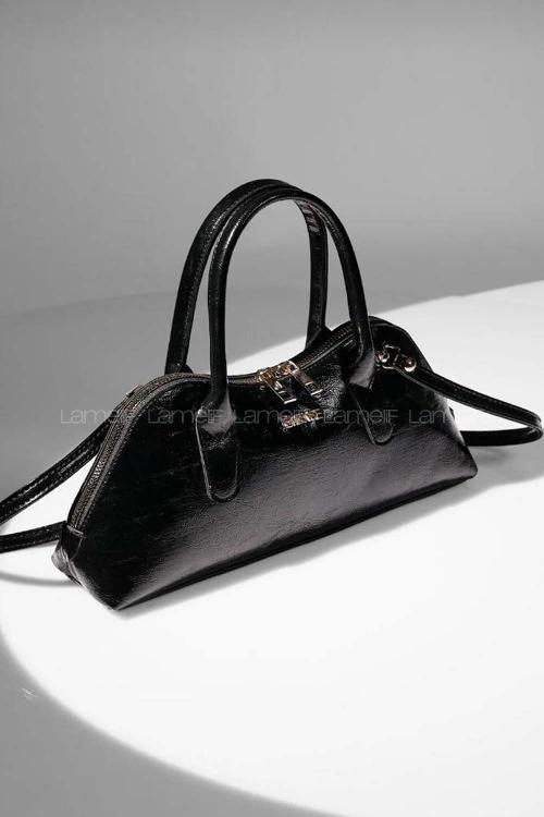 Lamelif Gold Detaylı Kadın El Ve Omuz Çantası Siyah