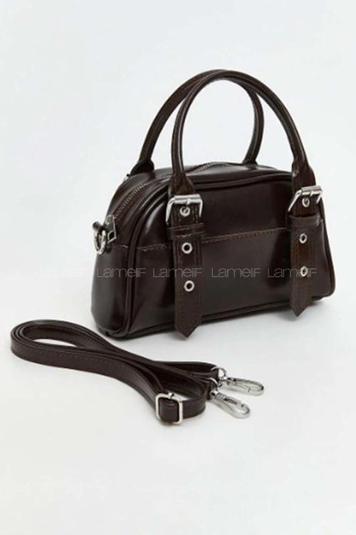 Lamelif Montanna Gümüş Detaylı Kadın El Ve Omuz Çantası Acı Kahve