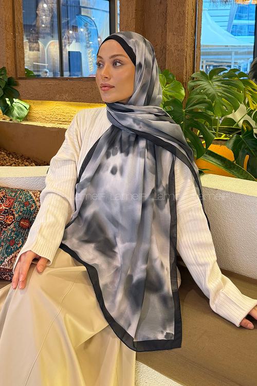 Lamelif Batik Desen Soft Şal Siyah