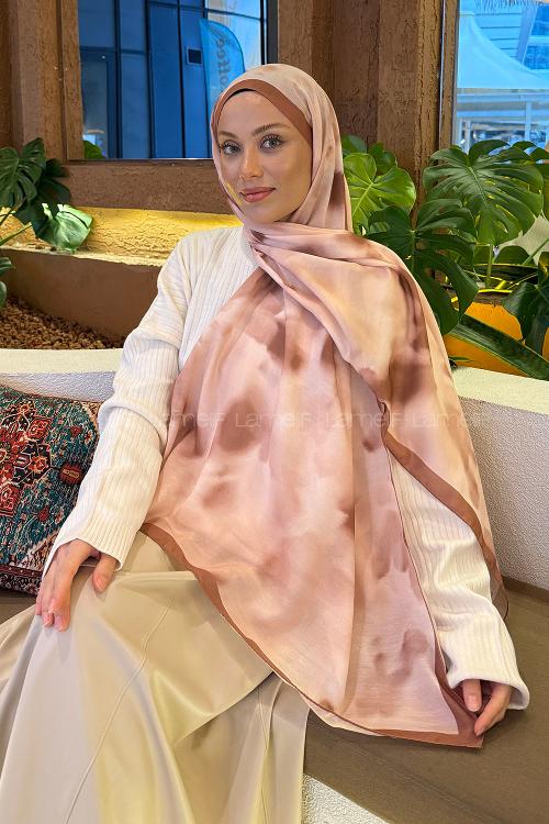 Brown With Milk Cotton Striped Printed Shawl