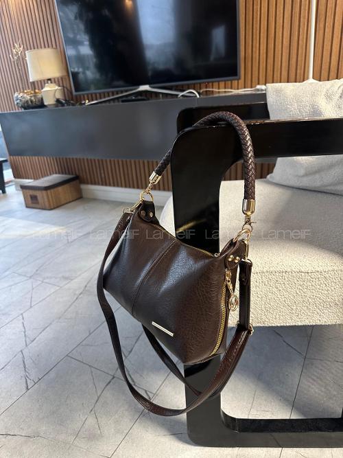 Brown Belted Skin Hand Bag Arm Bag Bag