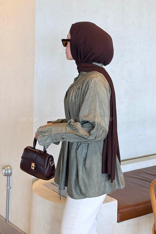 Lamelif Roba Detaylı Gömlek Haki