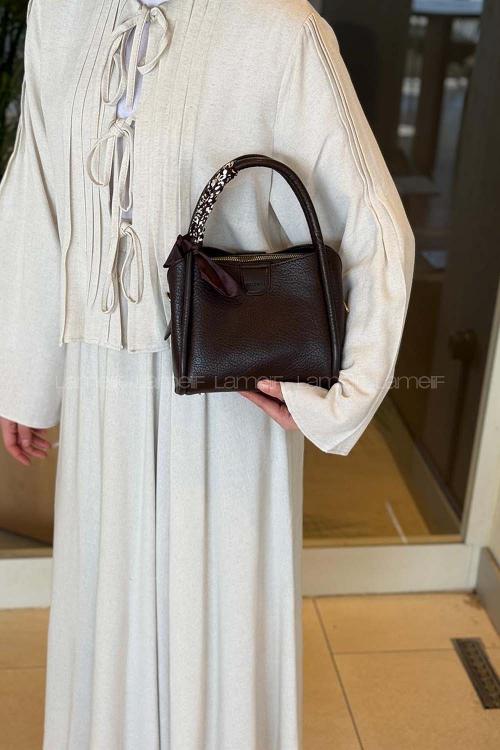 Brown With Zipper Skin Hand Bag Arm Bag Bag