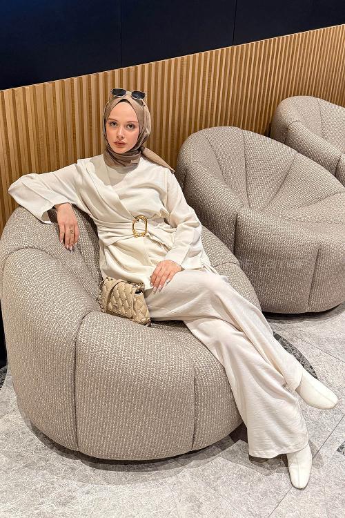 Lamelif Toka Detaylı Takım Taş Rengi