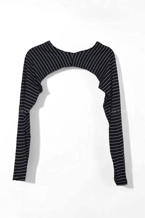 Lamelif  Çizgili Uzun Kol İçlik Siyah