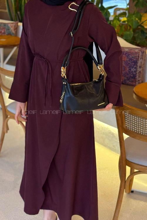 Black Belted Skin Hand Bag Arm Bag Bag