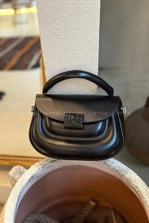 Black Belted Skin Hand Bag Arm Bag Bag