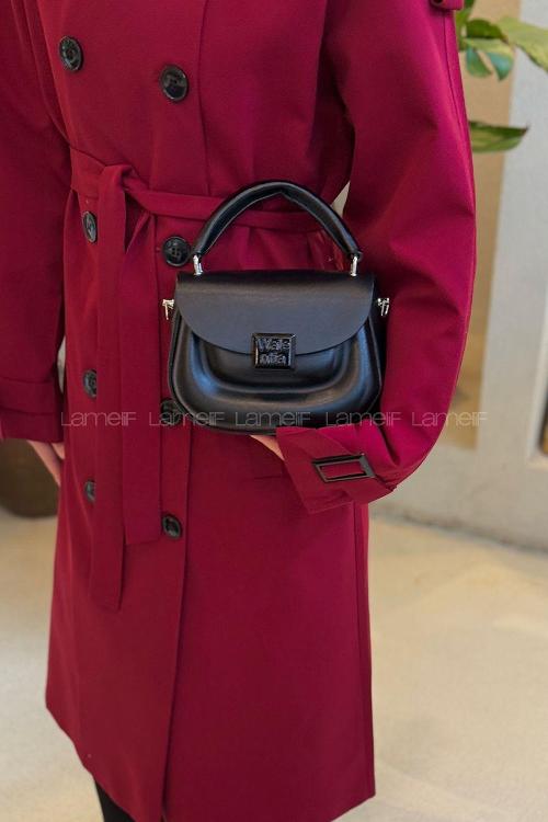 Black Belted Skin Hand Bag Arm Bag Bag