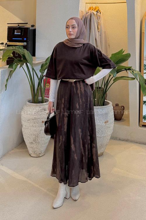 Lamelif Basic Kısa Kol T-shirt Acı Kahve