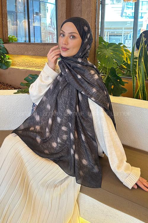 Lamelif Ceylan Desen Soft Şal Antrasit