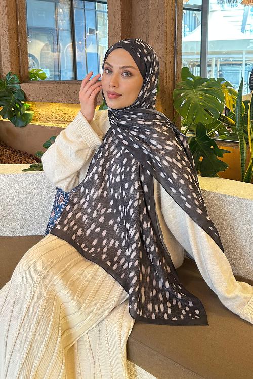 Lamelif Ceylan Desen Soft Şal Antrasit