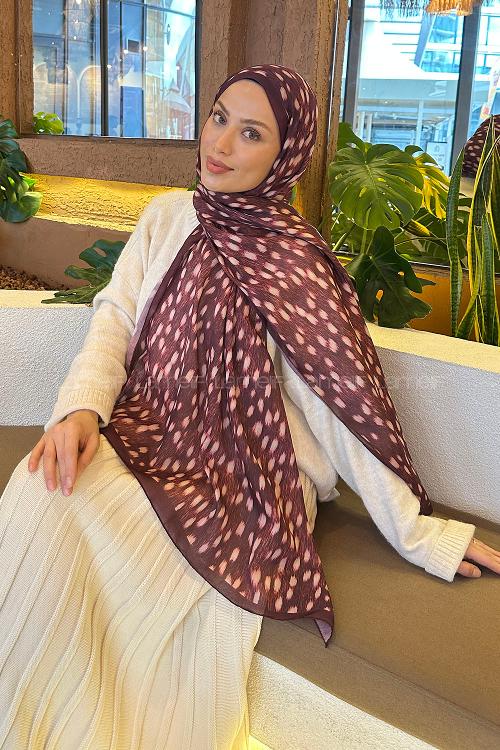 Lamelif Ceylan Desen Soft Şal Bordo