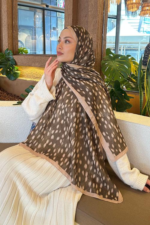 Lamelif Ceylan Desen Soft Şal Camel