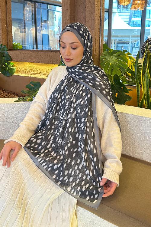 Lamelif Ceylan Desen Soft Şal Gri