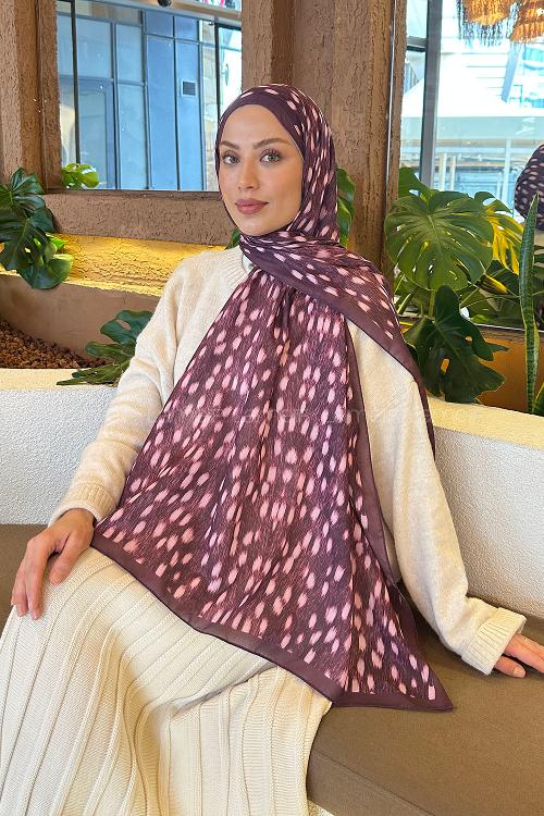 Lamelif Ceylan Desen Soft Şal Mürdüm