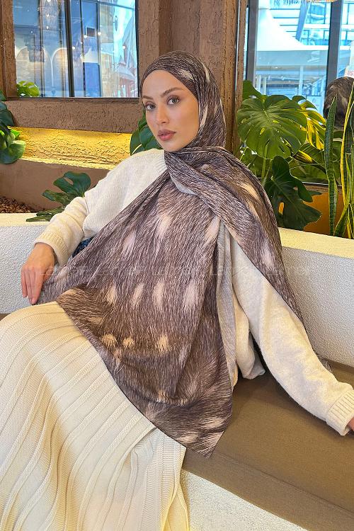 Lamelif Ceylan Desen Soft Şal Vizon