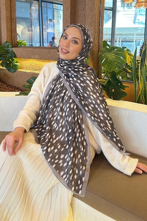 Lamelif Ceylan Desen Soft Şal Vizon