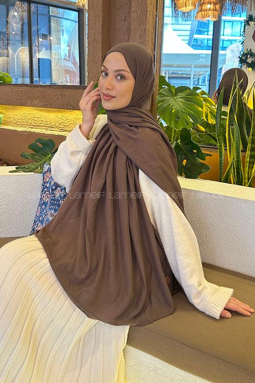 Brown Cotton Fabric Straight Shawl