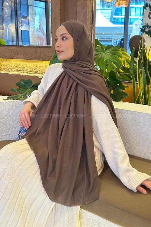 Brown Cotton Fabric Straight Shawl