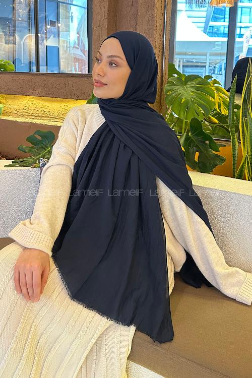 Lamelif Organik Premium Şal Lacivert