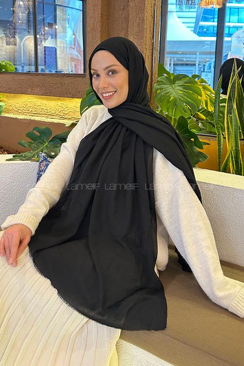Lamelif Organik Premium Şal Siyah