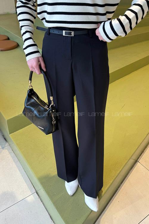 Black Crepe Fabric High Waist Material Pants