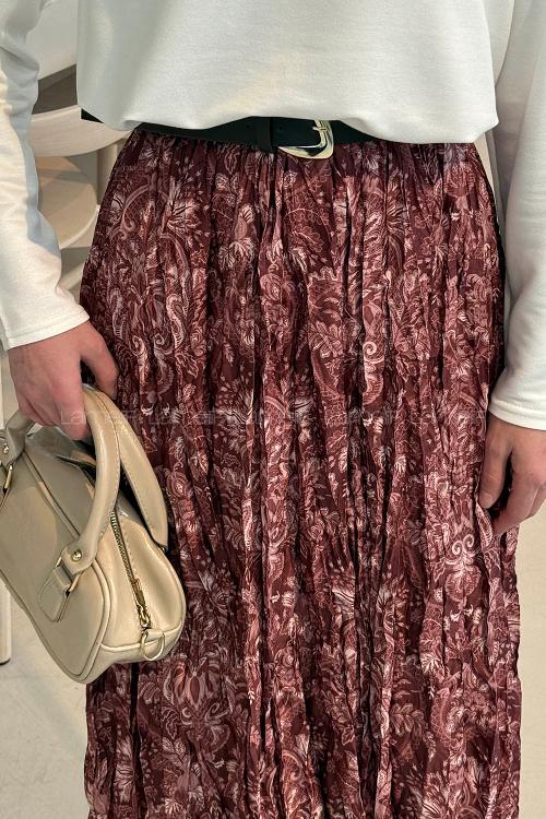 Lamelif Dijital Kraş Etek Gül Kurusu