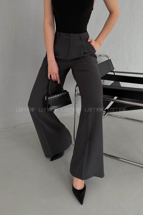 Lamelif Geniş Paça Palazzo Pantolon Antrasit
