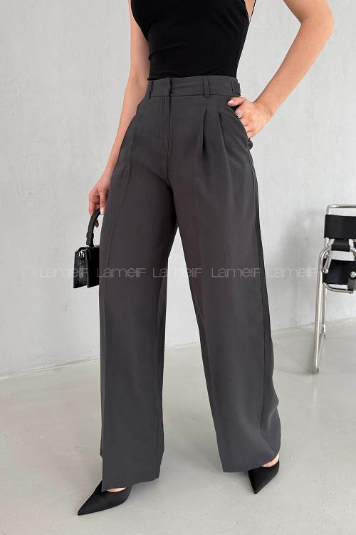Lamelif Geniş Paça Palazzo Pantolon Antrasit