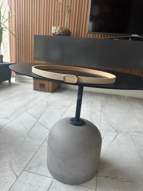 Lamelif Gold Tokalı Krem Suni Deri Kadın Kemer – Elegant Seri