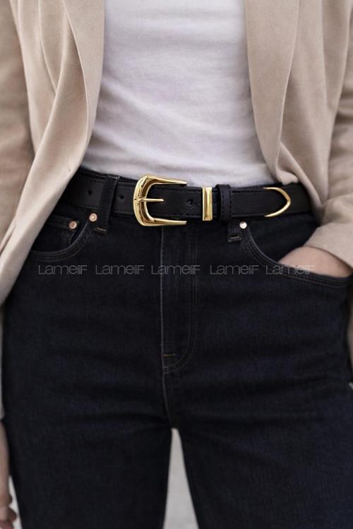 Lamelif Noir Silver Zarefet Bayan Kemer Gold