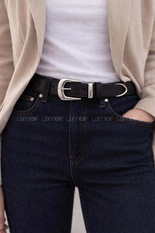 Lamelif Noir Silver Zarefet Bayan Kemer Gümüş
