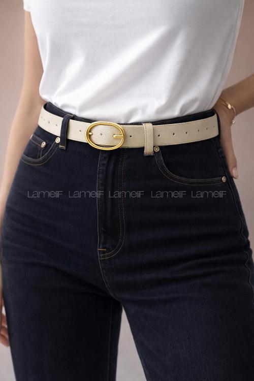 Lamelif Liora Silver Oval Tokalı Siyah Suni Deri Kadın Kemer