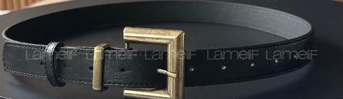 Lamelif Urban Classic Suni Deri Kemer Mat Gold Tokalı