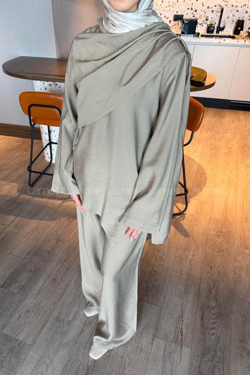 Lamelif Atkılı Modal İkili Takım Haki