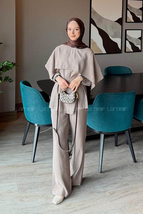 Mink Crew Neck Long Arm Modal Regular Trousers Comfortable Suit