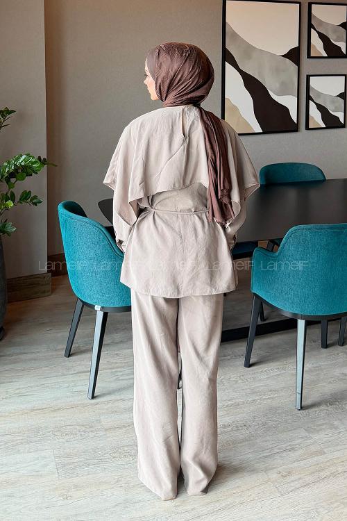 Mink Crew Neck Long Arm Modal Regular Trousers Comfortable Suit