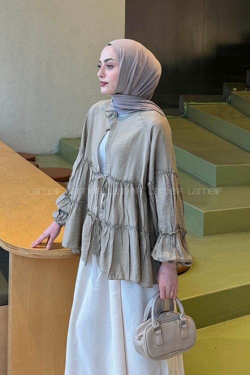 Lamelif Bağlama Detaylı Tunik Haki