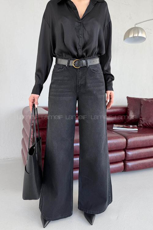 Smoked Denim High Waist Comfortable Pants