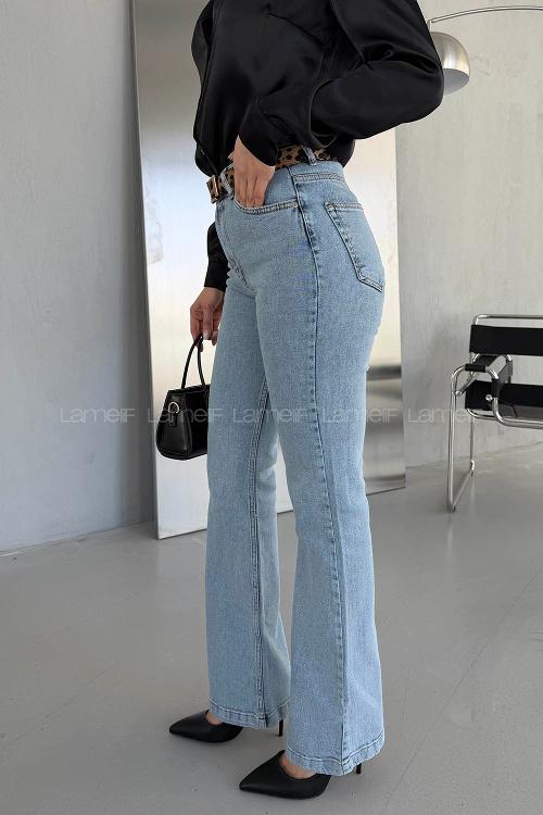 Lamelif Likralı İspanyol Jean Buz Mavisi