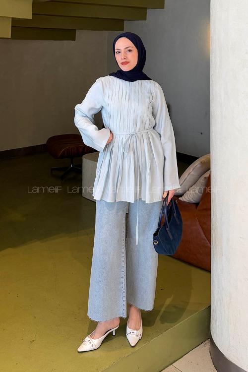 Baby Blue Crew Neck Modal Tunic