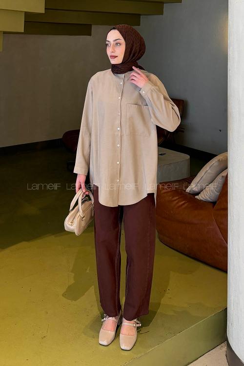 Mink Shirt Collar Long Arm Poplin Fabric Shirt