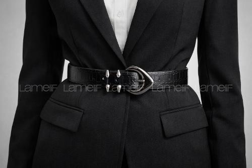 Black Buckle Skin Belt