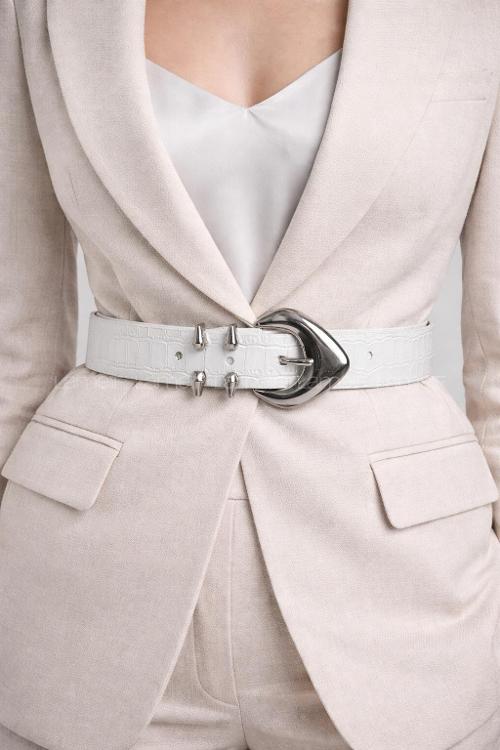 Lamelif Kadın Noir Edge Kemer Çeket Gömlek Pantolon