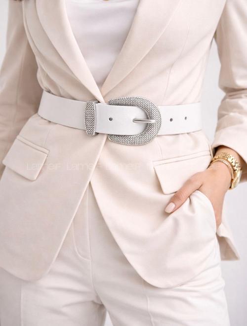 Lamelif Kadın Terra Mesh Gümüş Tokalı Suni Deri Kemer