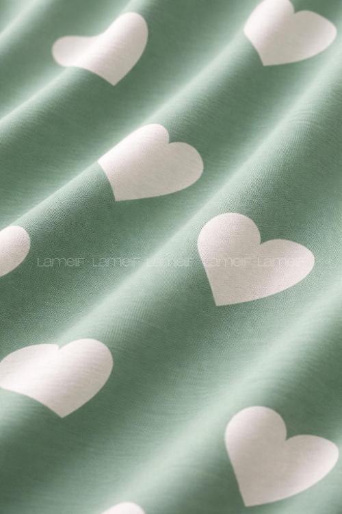 Lamelif Kadın Milan Kumaş  Kalp Desenli Pijama Takımı