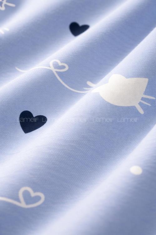 Lamelif Kadın Milan Kumaş Minimal Kalp Desenli Pijama Takımı