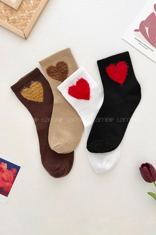 Lamelif 4lü Büyük Kalpli Çorap