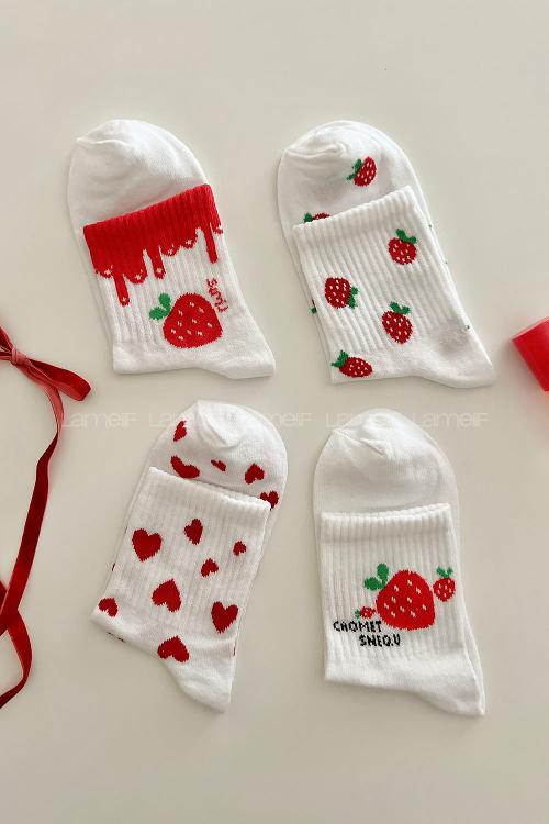 Lamelif 4lü Çilekli Çorap